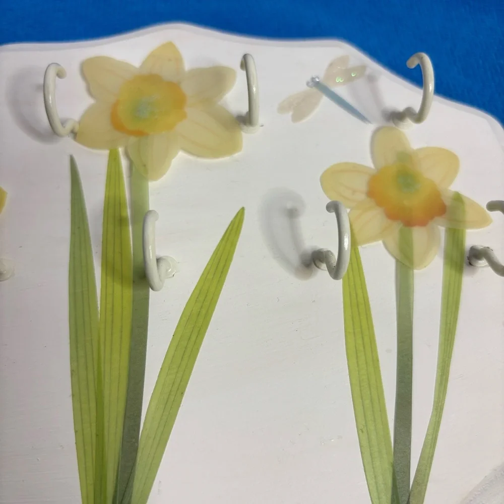 Yellow and White Floral Wall Hooks